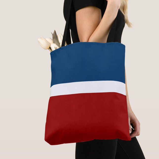 Blue White Red Colour Block Style Design  Tote Bag (Creator Uploaded)