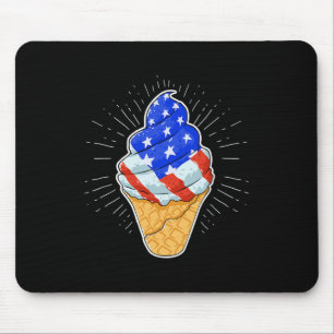 Blue White Red Ice Cream Cone 4th July Independenc Mouse Mat