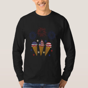 Blue White Red Ice Cream Cone Us Flag Patriotic 4t T-Shirt