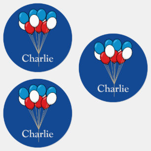 Blue White Red Patriotic Balloons Personalise