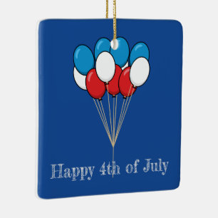 Blue White Red Patriotic Balloons   Personalise Ceramic Ornament