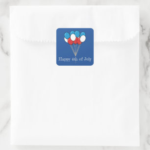 Blue White Red Patriotic Balloons Personalise Square Sticker