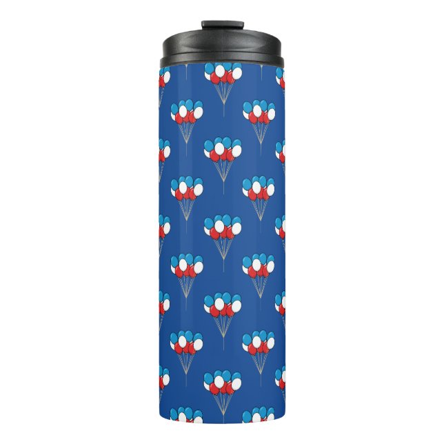 Blue White Red Patriotic Balloons  Thermal Tumbler (Front)