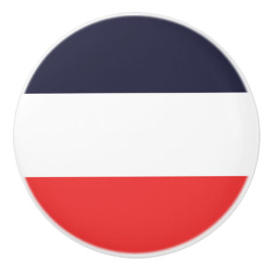 Blue White & Red Stripes Striped Ceramic Knob