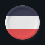 Blue White & Red Stripes Striped Party Paper Plate<br><div class="desc">Customise with any text for any event. Matching items available.</div>