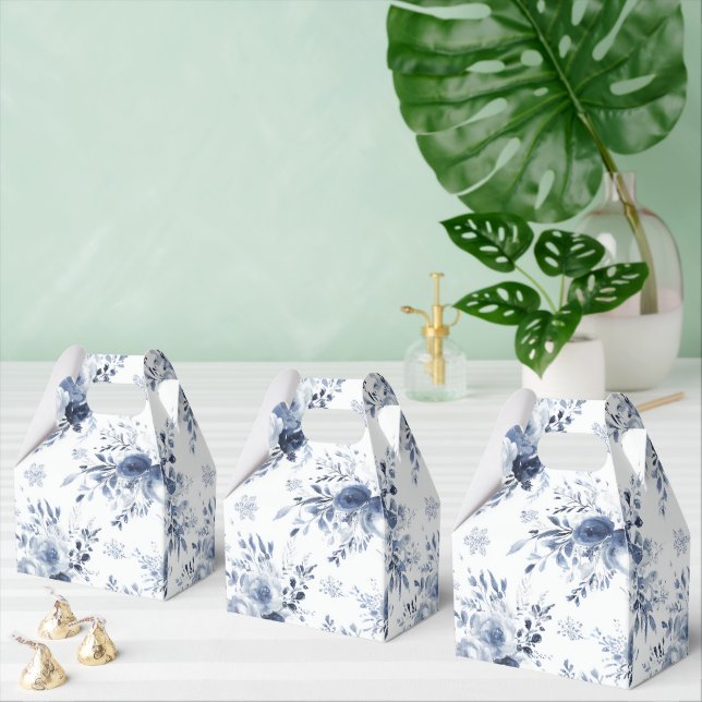 Blue White Romantic Floral Bridal Shower Wedding Favour Box (Multiple)