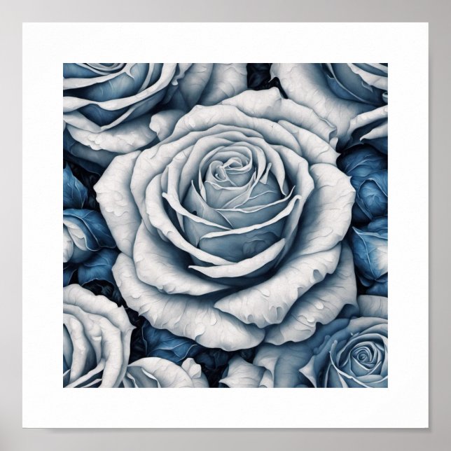 Blue & White Rose Poster (Front)
