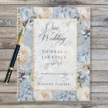 Blue & White Rustic Floral Gold Frame Wedding Planner<br><div class="desc">This design features a beautiful soft periwinkle blue and white rustic floral pattern on a dusty periwinkle blue aged background. The text is displayed on a soft white transparent text area with a faux gold glitter frame. the back continues the floral pattern. This planner is part of the Blue &...</div>