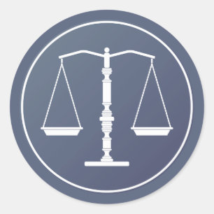 Blue White Scales of Justice   Lawyer Classic Round Sticker