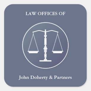 Blue White Scales of Justice   Lawyer Square Sticker