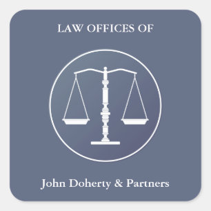 Blue White Scales of Justice   Lawyer Square Sticker