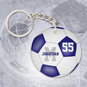 blue white school colours boys girls soccer bag ta key ring