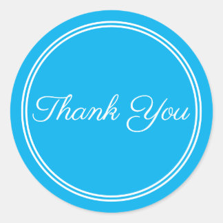 blue White Script Calligraphy Thank You Sticker