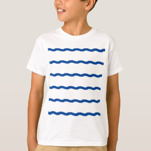 Blue white sea waves stripes nautical pattern T-Shirt