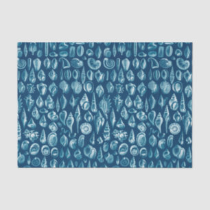 Blue & White Seashells Pattern Tissue Paper