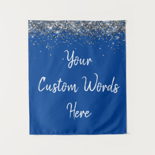 Blue White Silver Birthday Party Photo Booth Prop  Tapestry
