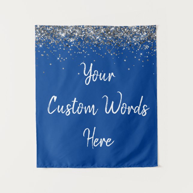 Blue White Silver Birthday Party Photo Booth Prop  Tapestry (Front)