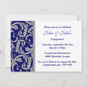 Blue white silver engagement anniversary CUSTOM Invitation
