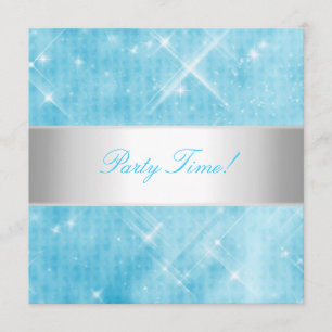 Blue White Silver Lights Party Invitation