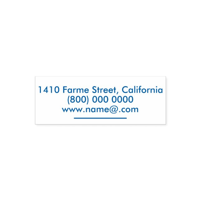 Blue white simple & clean Address rectangular Self-inking Stamp (Design)
