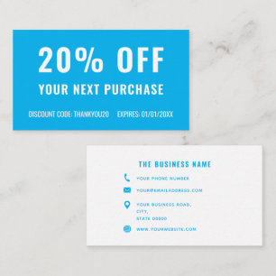 Blue White Simple Elegant Business Promo Loyalty Discount Card