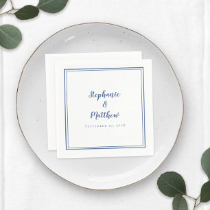 Blue White Simple Modern Minimalist Wedding Party Napkin