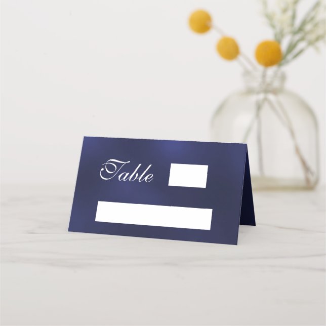 Blue white simple place card (Front)