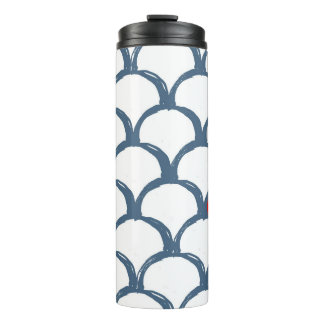 Blue & White Sketch Scallop Pattern & Rainbow  Thermal Tumbler