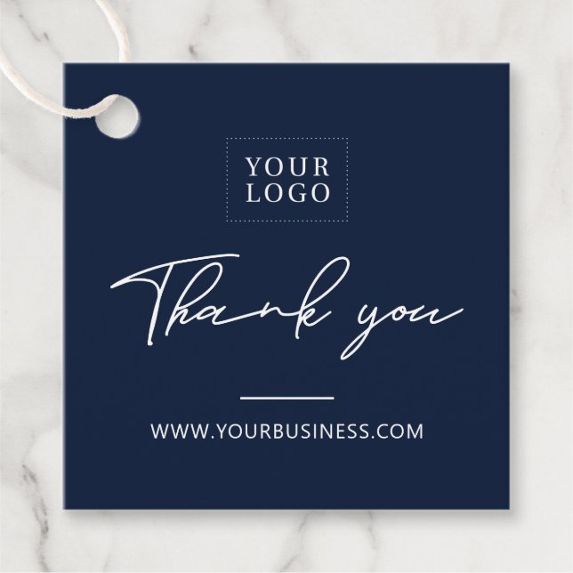 Blue & White Small Business Thank you Package Tag (Front)