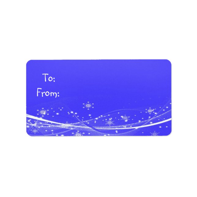 Blue & White Snow Christmas Gift Tag (Front)