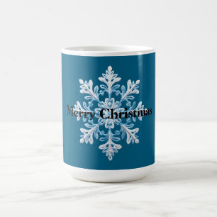 Blue White Snowflake Christmas Coffee Mug