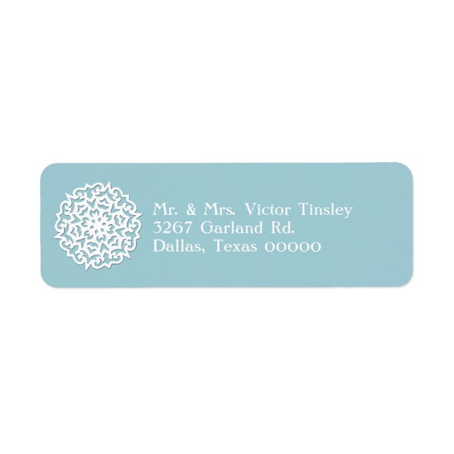 Blue & White Snowflake Custom Return Address Label (Front)