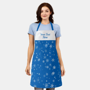 Blue White Snowflake Pattern Christmas Apron