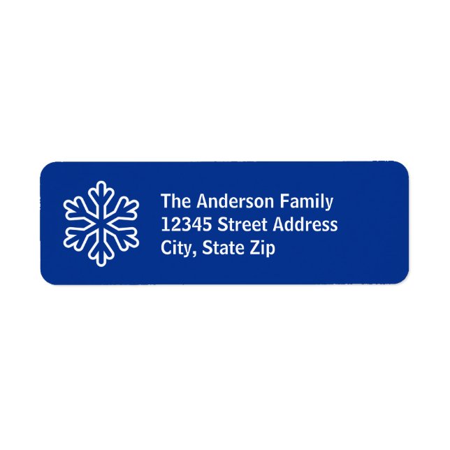 Blue & White Snowflake - Return Address Label (Front)