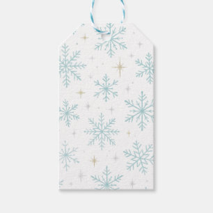 Blue & White Snowflake Sparkle Gift Tags