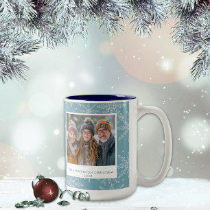 Blue & White Snowflake Two-Tone Coffee Mug