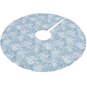 Blue White Snowflakes Christmas Brushed Polyester Tree Skirt