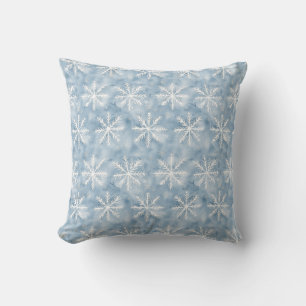 Blue White Snowflakes Christmas Cushion