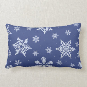blue white snowflakes christmas lumbar cushion