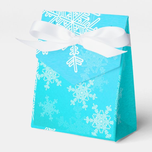 Blue White Snowflakes Minimalist Christmas Favour Box (Front Side)