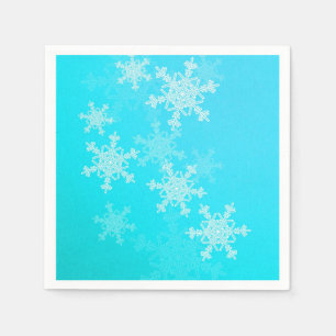 Blue White Snowflakes Minimalist Christmas Napkin