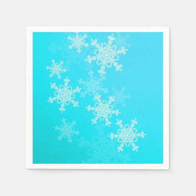 Blue White Snowflakes Minimalist Christmas Napkin (Front)