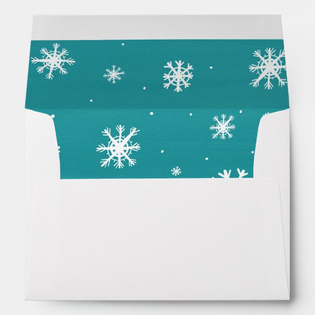 Blue White Snowflakes Return Address Christmas Envelope (Back (Bottom))