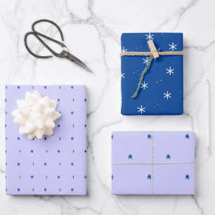 Blue White Snowflakes Wrapping Paper Sheet