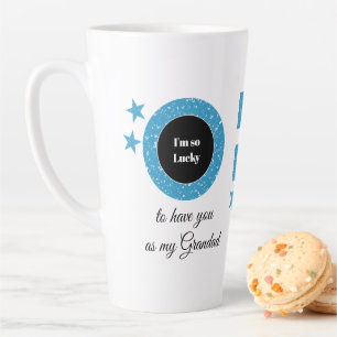 Blue white so lucky Grandad with photo Latte Mug