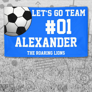 Blue White Soccer Team Spirit Banner