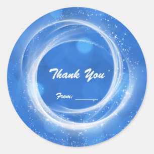 Blue & White Sparkle Cinderella Any Event Party Classic Round Sticker