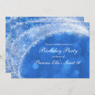 Blue & White Sparkle Cinderella Any Event Party Invitation