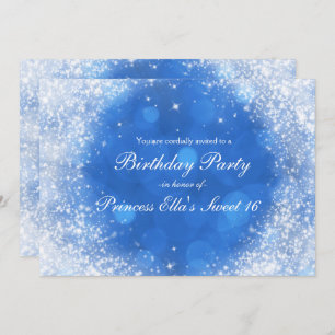 Blue & White Sparkle Cinderella Any Event Party Invitation