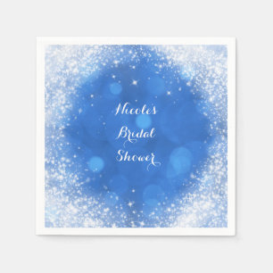 Blue & White Sparkle Cinderella Any Event Party Napkin
